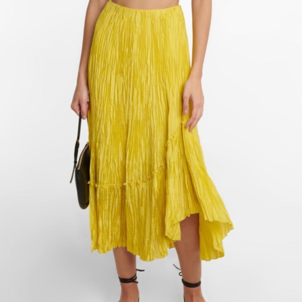Vince Crushed Silk Midi Skirt